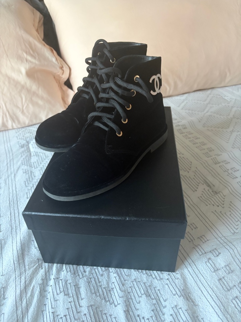 Chanel Velvet Boots